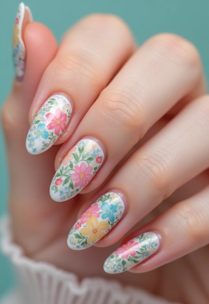 26 Floral Nail Ideas for Blooming - 9. Vintage Floral Glam