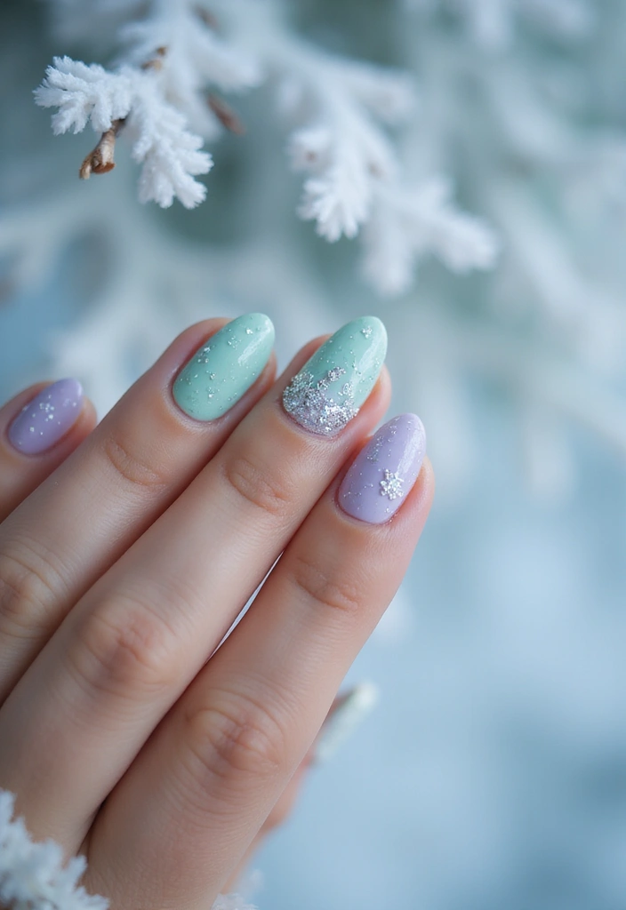 26 Magical Winter Nail Ideas for Frosty Festive Glamour - 16. Icy Pastels