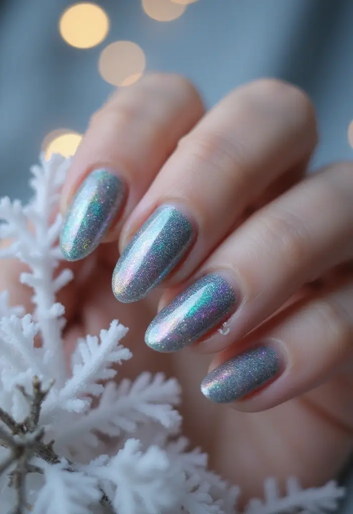 26 Magical Winter Nail Ideas for Frosty Festive Glamour - 22. Holographic Winter Dream