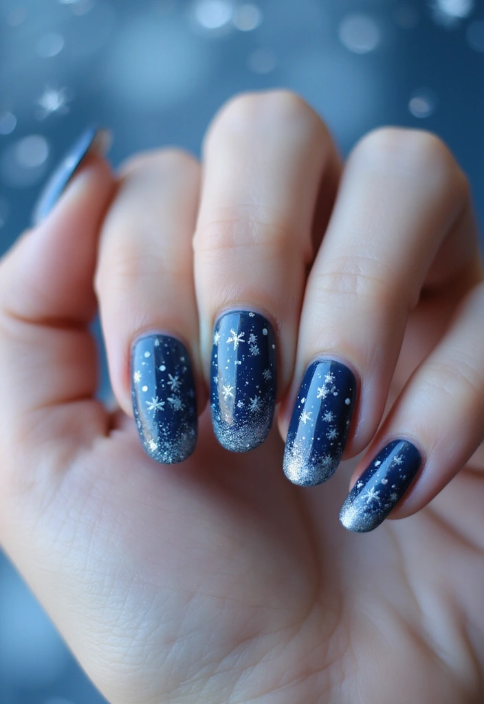 26 Magical Winter Nail Ideas for Frosty Festive Glamour - 24. Celestial Snowfall