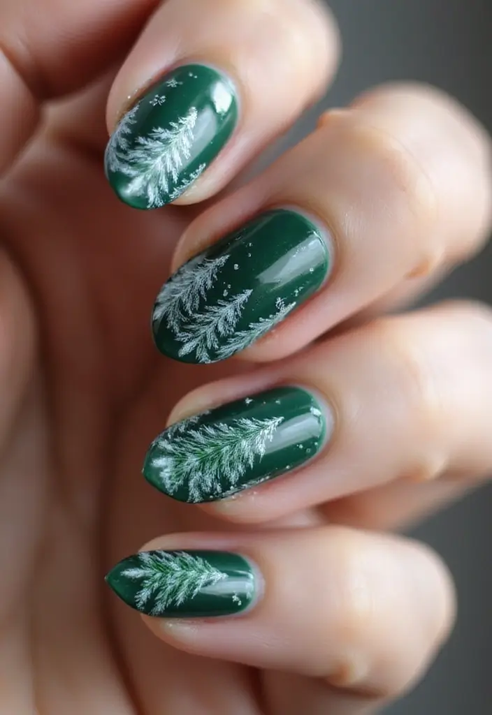 26 Magical Winter Nail Ideas for Frosty Festive Glamour - 3. Evergreen Tree Details