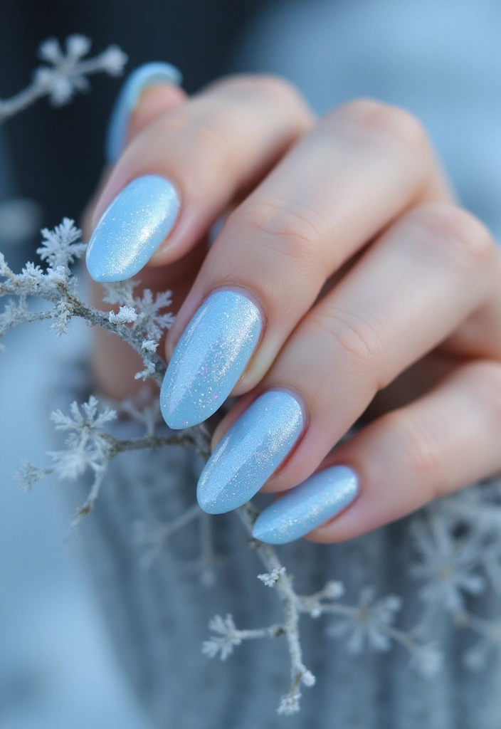 26 Magical Winter Nail Ideas for Frosty Festive Glamour - 5. Shimmering Ice Effect