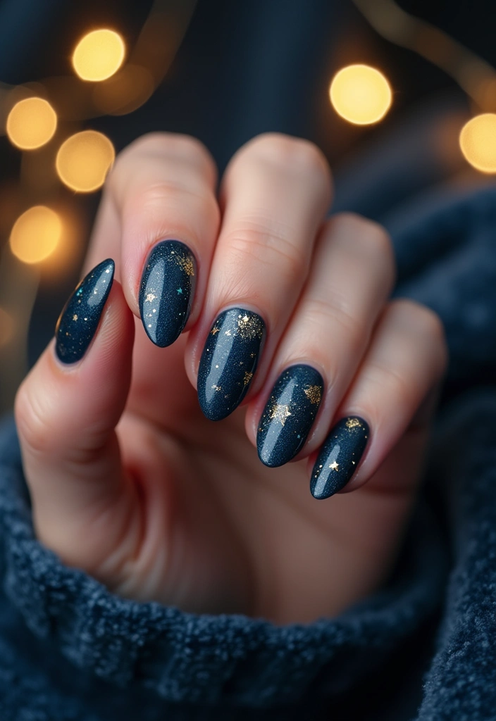 26 Magical Winter Nail Ideas for Frosty Festive Glamour - 6. Glittery Starry Night