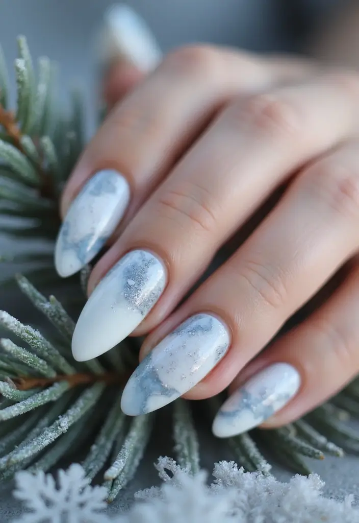 26 Magical Winter Nail Ideas for Frosty Festive Glamour - 8. Winter Wonderland Marble