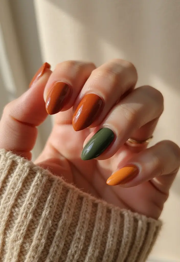 26 Magical Winter Nail Ideas for Frosty Festive Glamour - 9. Warm Earthy Tones