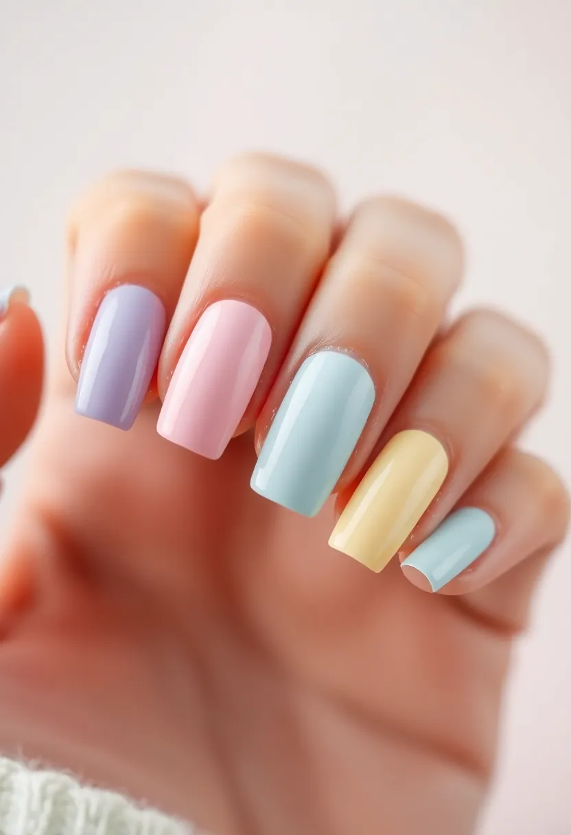 26 Modern Square Nail Design Ideas for Crisp Beauty - 15. Pastel Perfection