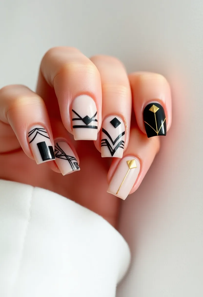 26 Modern Square Nail Design Ideas for Crisp Beauty - 18. Artistic Accent Nails