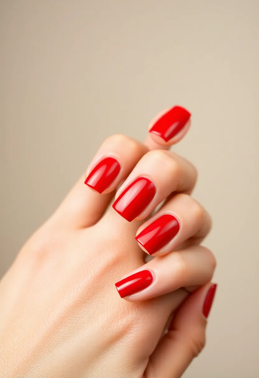 26 Modern Square Nail Design Ideas for Crisp Beauty - 20. Classic Red