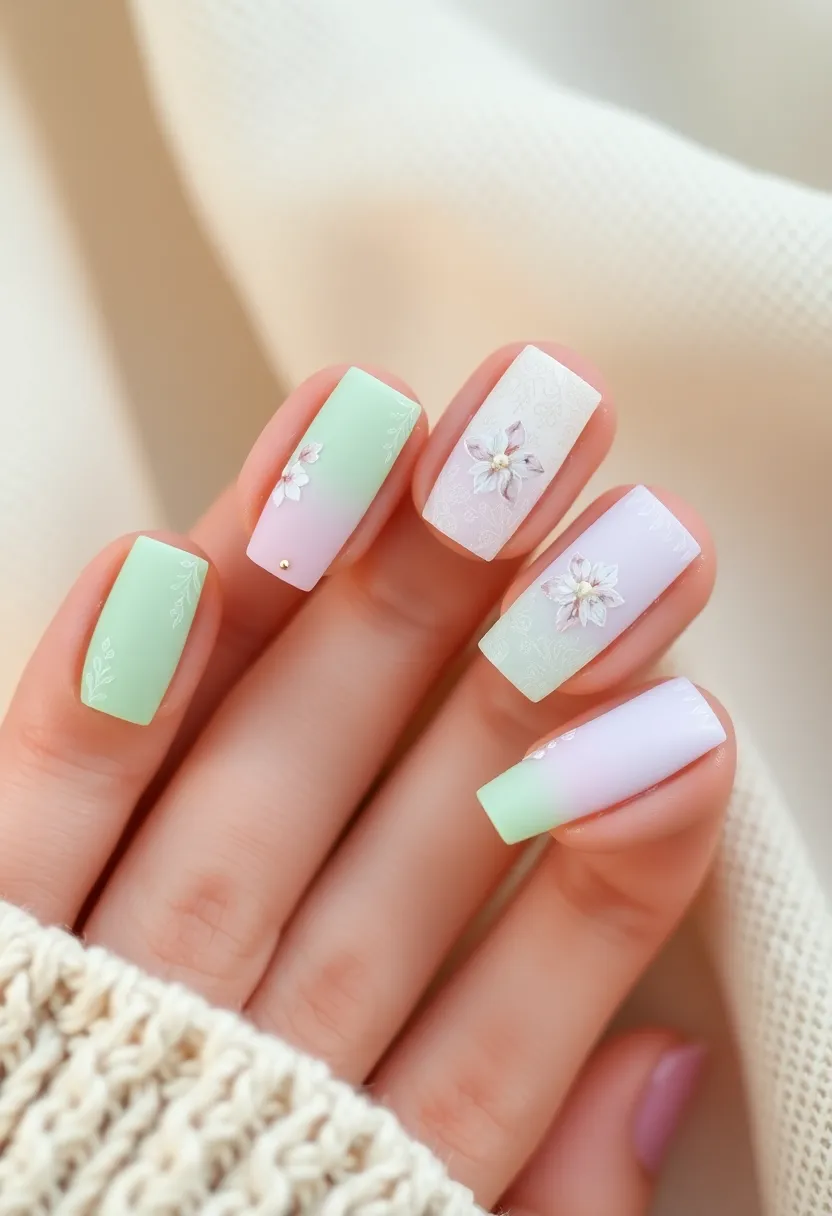 26 Modern Square Nail Design Ideas for Crisp Beauty - 22. Vintage Vibes