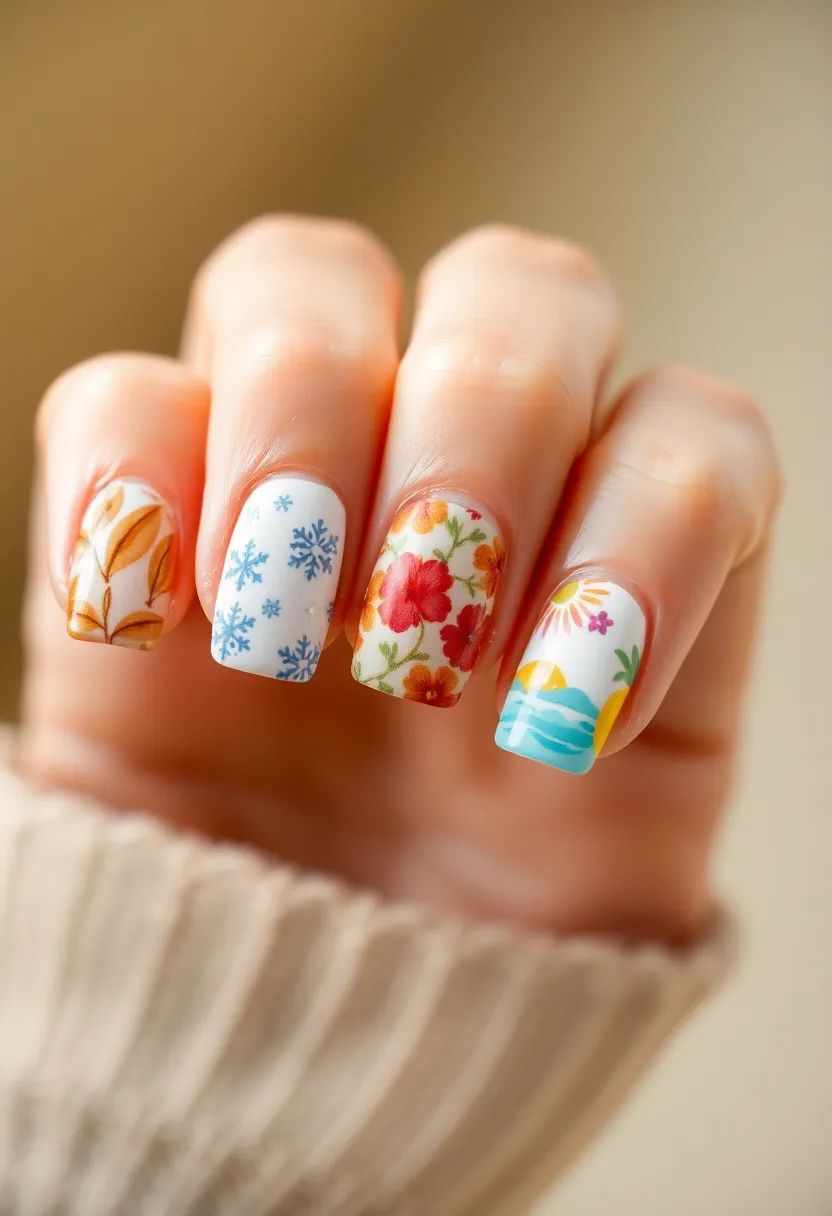 26 Modern Square Nail Design Ideas for Crisp Beauty - 25. Seasonal Simplicity