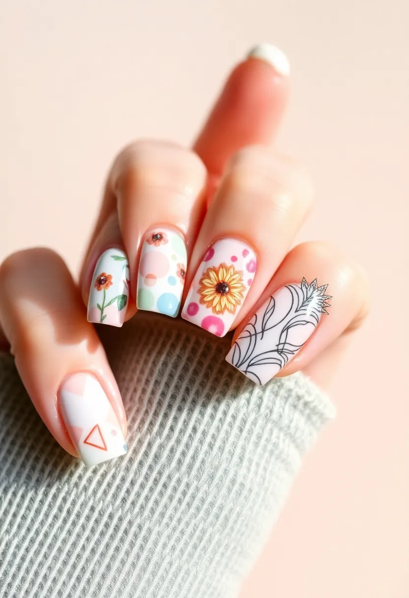 26 Modern Square Nail Design Ideas for Crisp Beauty - 26. Personalized Patterns