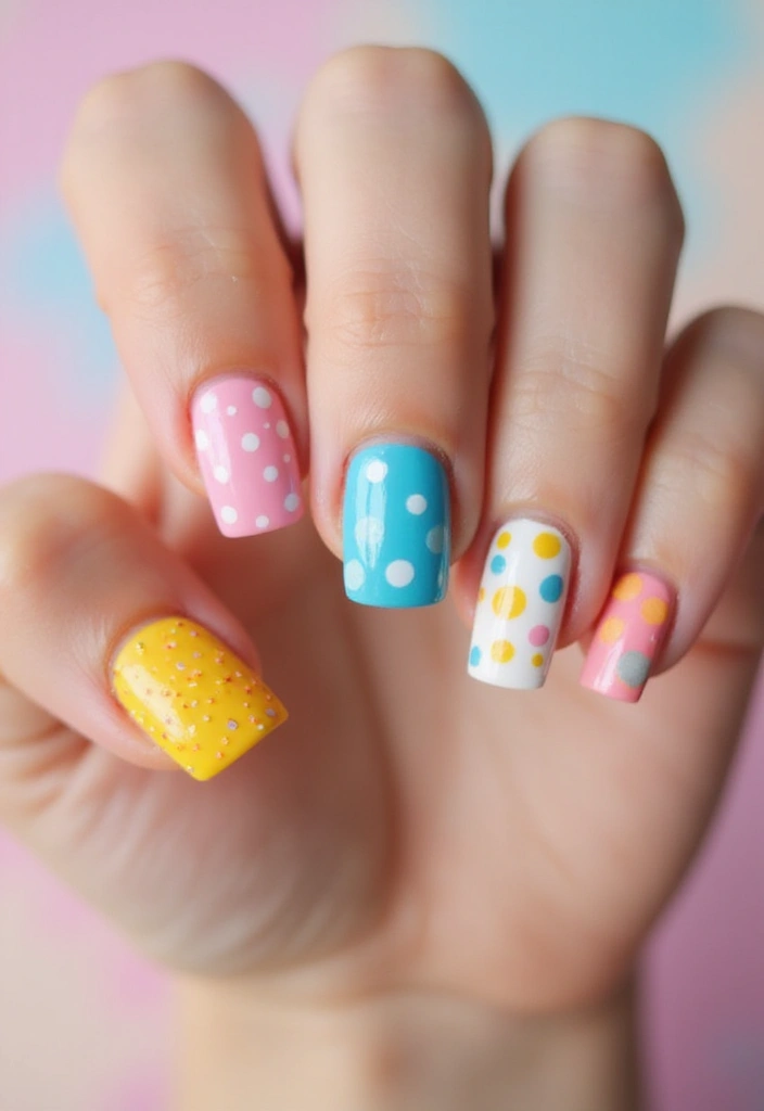26 Modern Square Nail Design Ideas for Crisp Beauty - 4. Dotted Delight