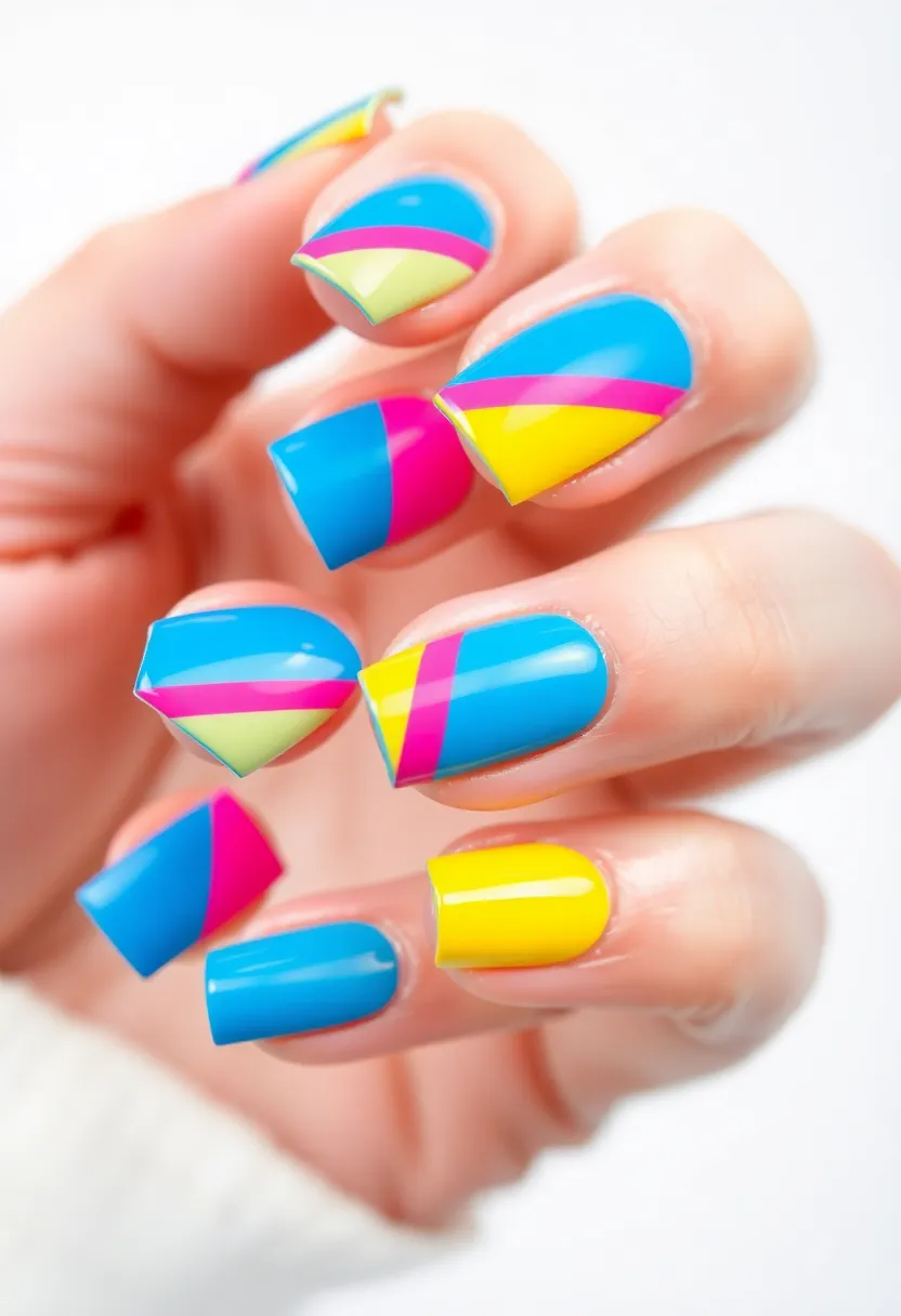 26 Modern Square Nail Design Ideas for Crisp Beauty - 8. Color Blocking