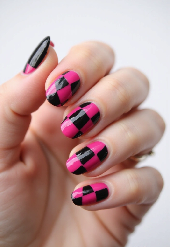 26 Simple Nail Art Design Ideas for Quick Effortless Elegance - 23. Simple Checkerboard