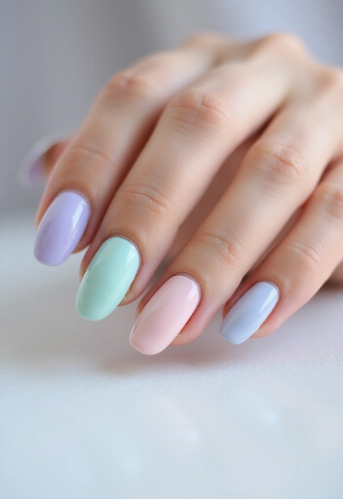 26 Simple Nail Design Ideas for Easy Elegant Empowerment - 13. Soft Pastel Palette