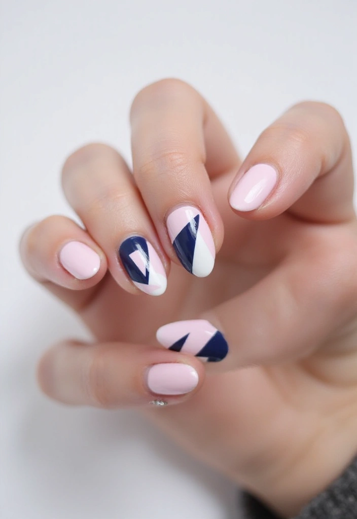 26 Soft Light Pink Nail Ideas for Gentle Elegance - 11. Geometric Patterns