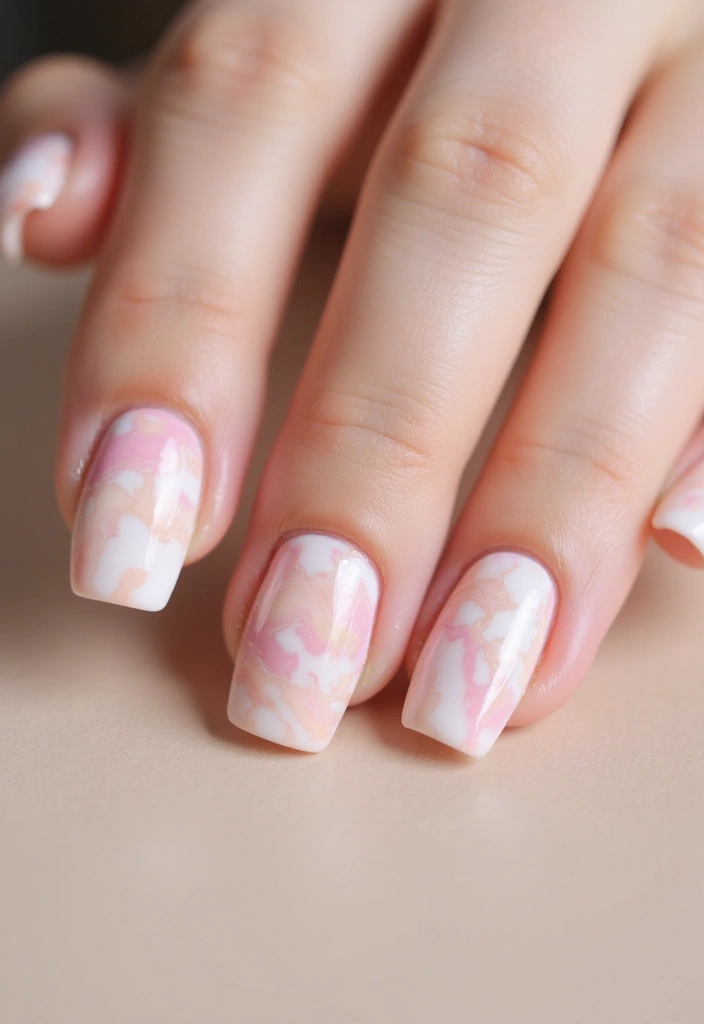 26 Soft Light Pink Nail Ideas for Gentle Elegance - 14. Soft Marble Effect