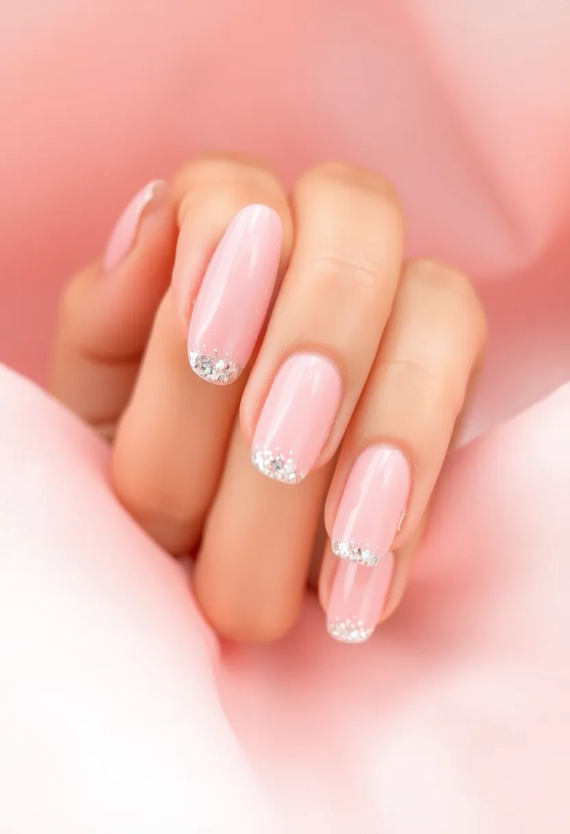 26 Soft Light Pink Nail Ideas for Gentle Elegance - 15. Subtle Glitter Fade