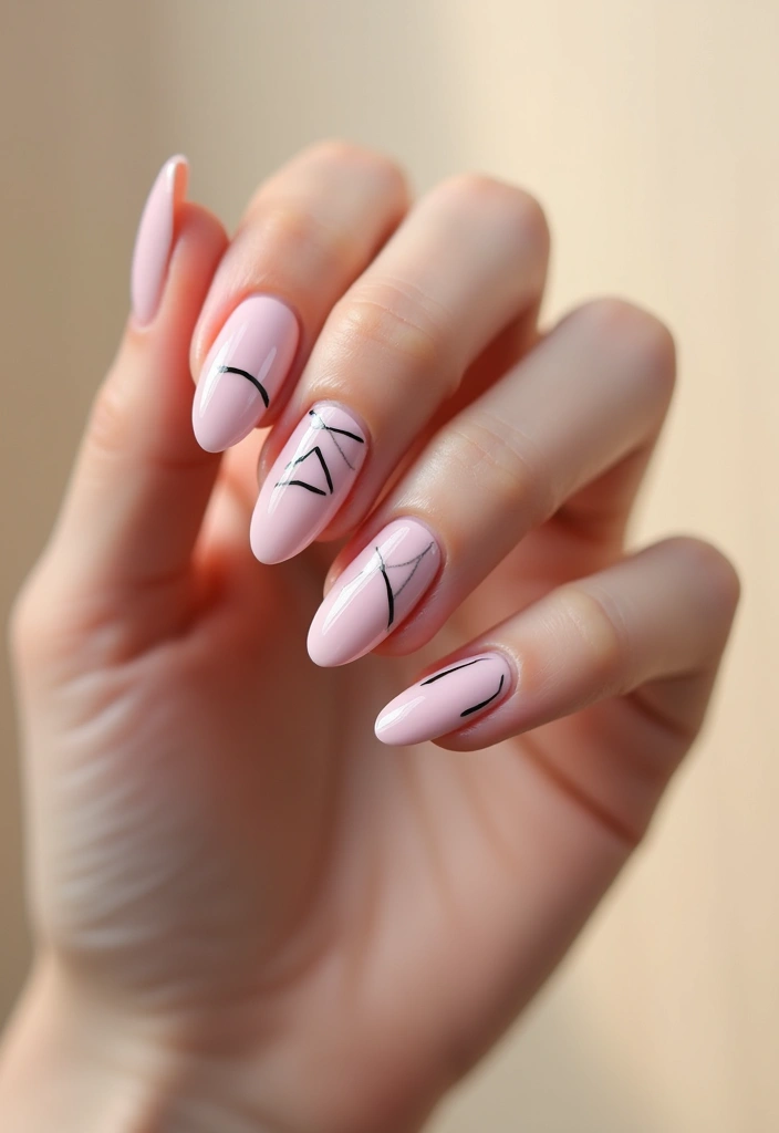 26 Soft Light Pink Nail Ideas for Gentle Elegance - 2. Minimalist Lines