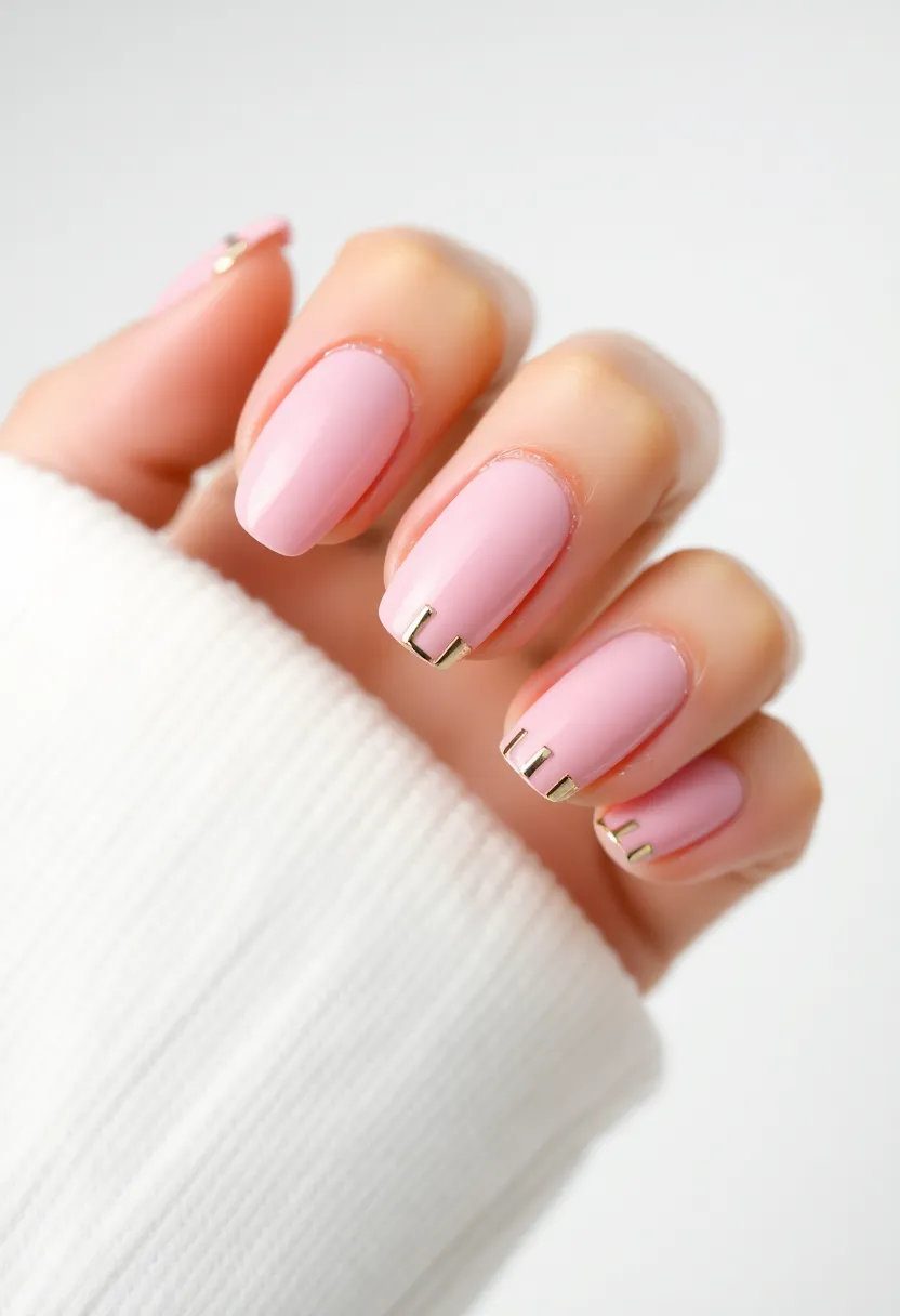 26 Soft Light Pink Nail Ideas for Gentle Elegance - 20. Soft Pink and Metallics