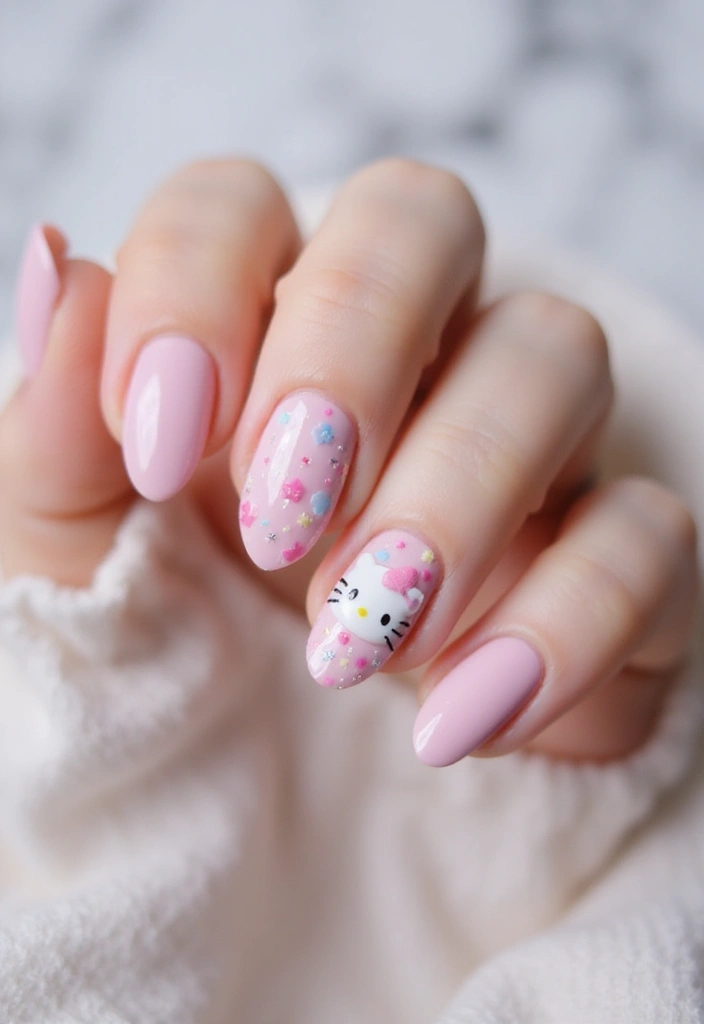 28 Adorable Hello Kitty Acrylic Nail Ideas for Kawaii Cuteness - 1. Classic Hello Kitty Bow