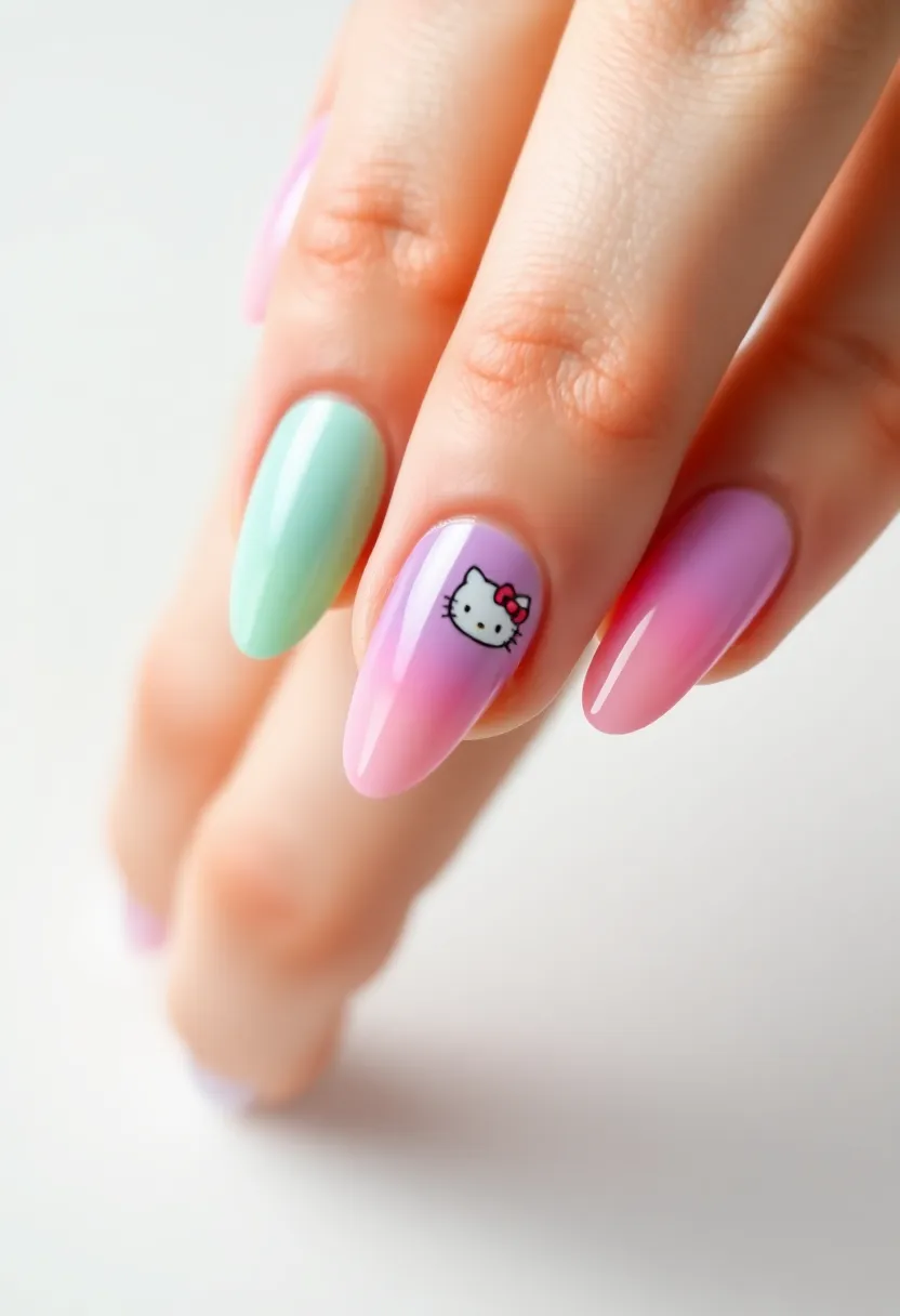 28 Adorable Hello Kitty Acrylic Nail Ideas for Kawaii Cuteness - 10. DIY Hello Kitty Decals