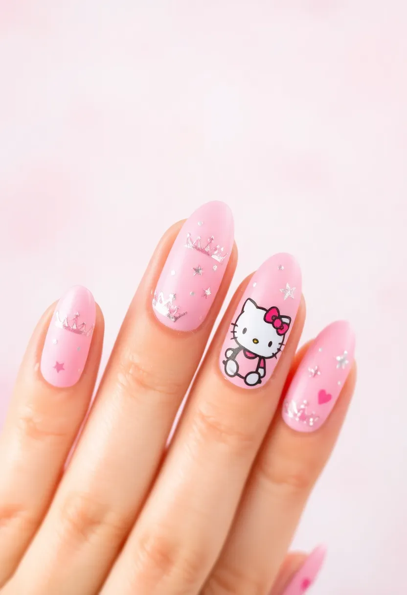 28 Adorable Hello Kitty Acrylic Nail Ideas for Kawaii Cuteness - 17. Hello Kitty Princess Dreams