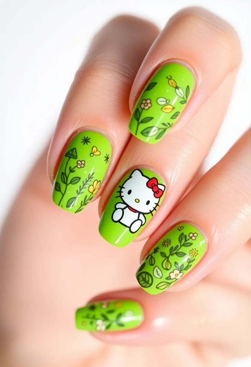 28 Adorable Hello Kitty Acrylic Nail Ideas for Kawaii Cuteness - 20. Hello Kitty Adventure Land