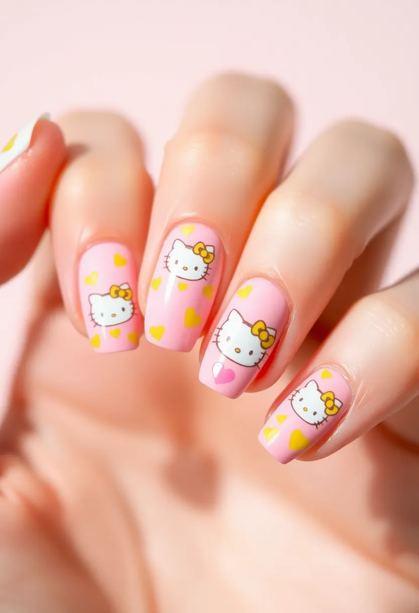 28 Adorable Hello Kitty Acrylic Nail Ideas for Kawaii Cuteness - 25. Hello Kitty Friendship Nails
