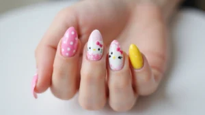 28 Adorable Hello Kitty Acrylic Nail Ideas for Kawaii Cuteness
