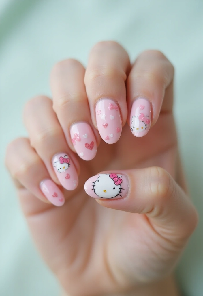 28 Adorable Hello Kitty Acrylic Nail Ideas for Kawaii Cuteness - 6. Cute Hello Kitty Kawaii Patterns