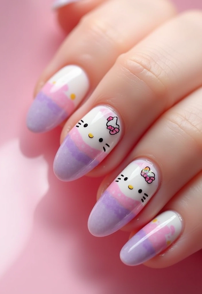 28 Adorable Hello Kitty Acrylic Nail Ideas for Kawaii Cuteness - 7. Hello Kitty Gradient Nails