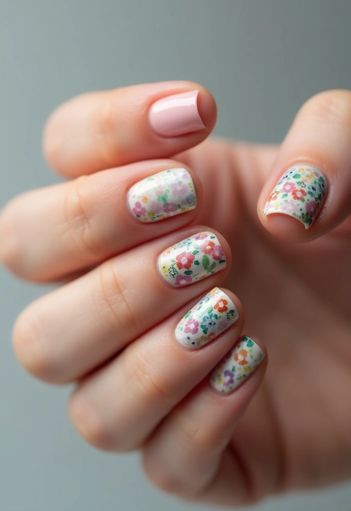 28 Blooming Spring Nail Ideas That'll Make Your Fingers Pop - 18. Floral Mosaic