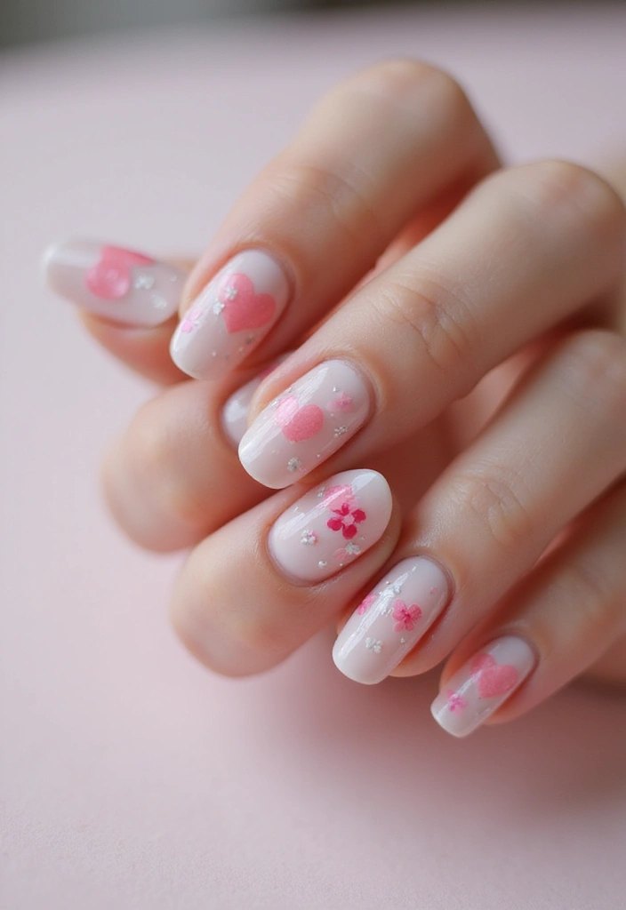 28 Blooming Spring Nail Ideas That'll Make Your Fingers Pop - 21. Floral Heart Nails