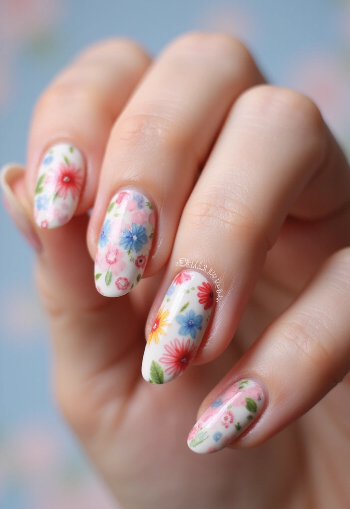 28 Blooming Spring Nail Ideas That'll Make Your Fingers Pop - 22. Patchwork Floral
