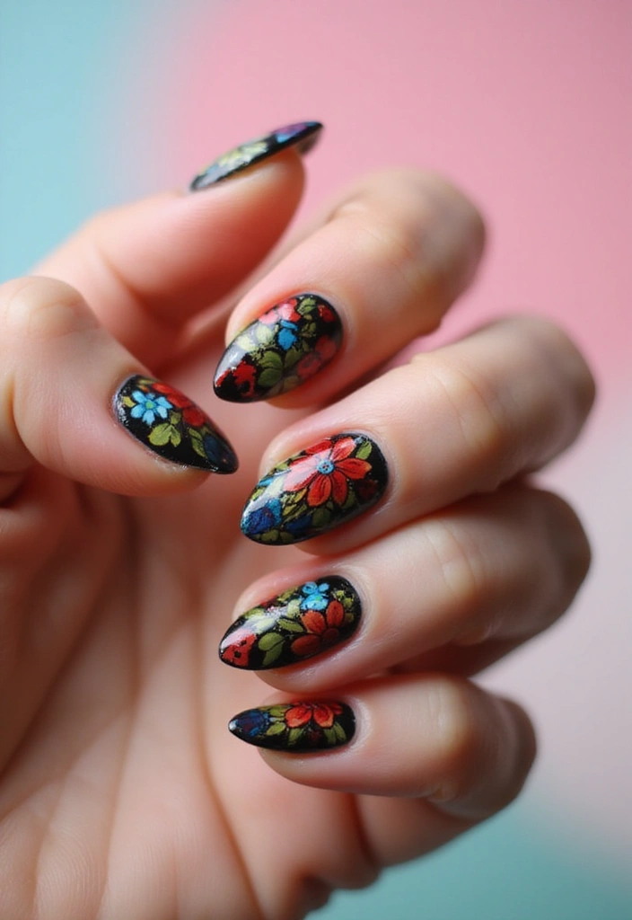 28 Blooming Spring Nail Ideas That'll Make Your Fingers Pop - 28. Floral Stained Glass
