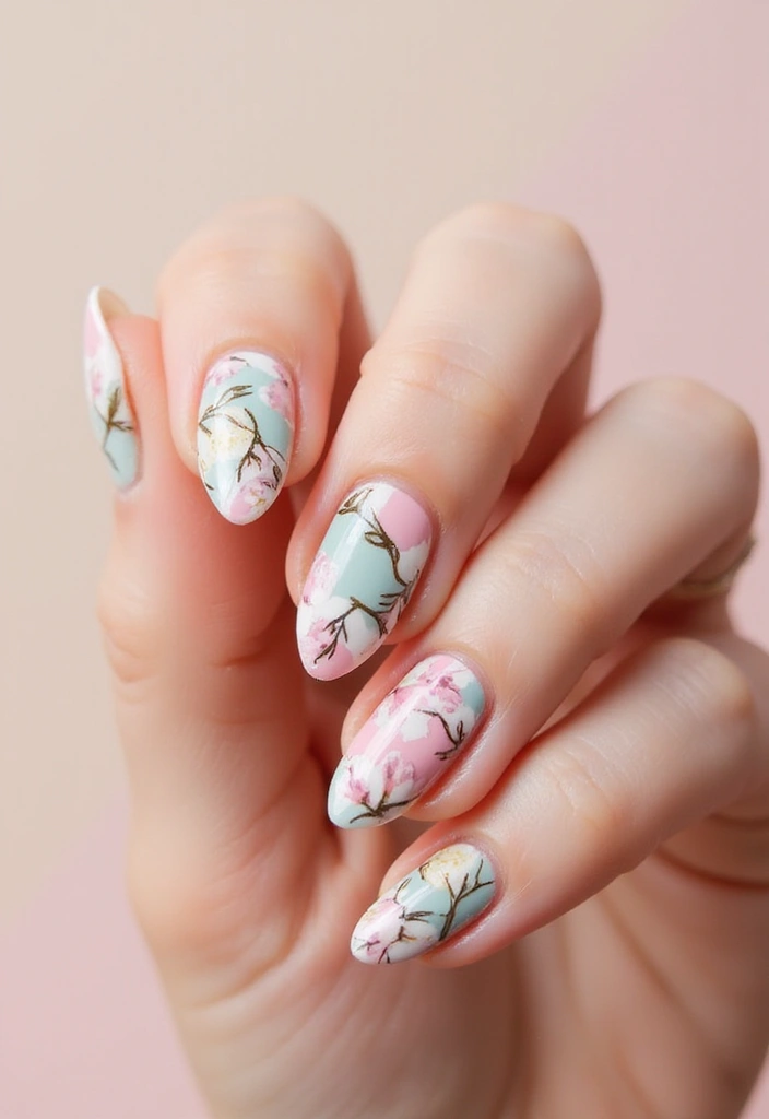 28 Blooming Spring Nail Ideas That'll Make Your Fingers Pop - 7. Floral Geometric Fusion
