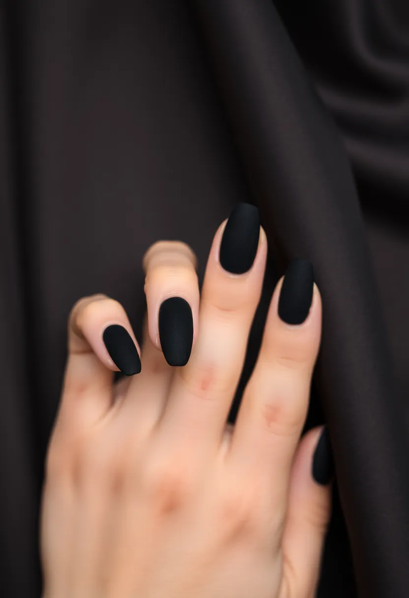 28 Bold Black Nail Ideas for Mysterious Alluring Power - 13. Black Velvet Finish