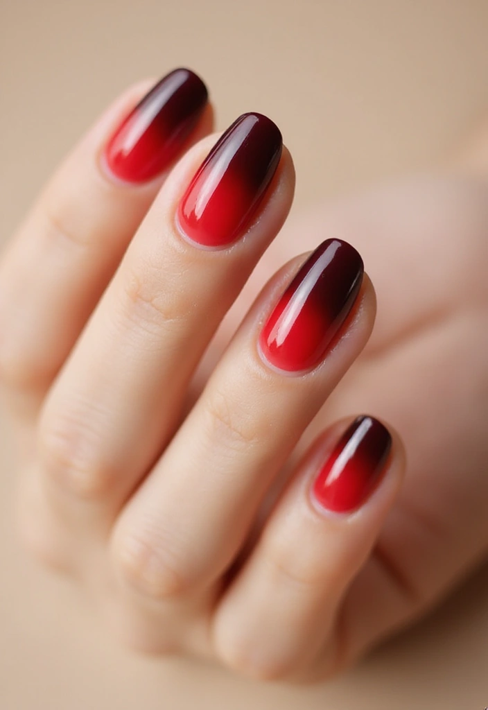 28 Bold Red Nail Ideas for Confident - 2. Ombre Red