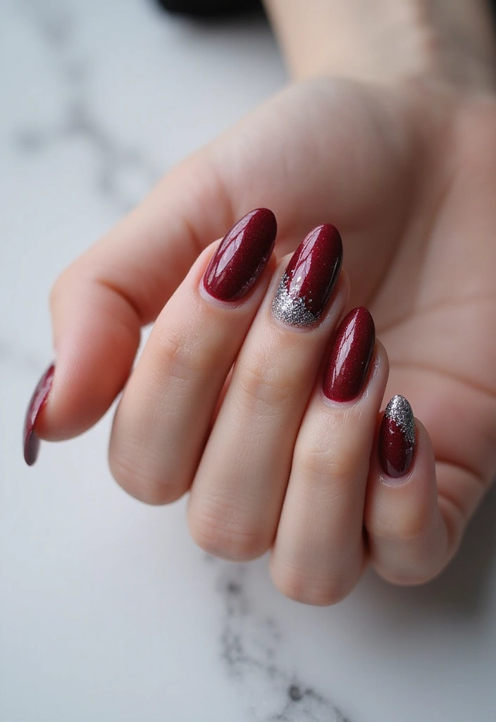 28 Bold Red Nail Ideas for Confident - 5. Glittery Red Tips