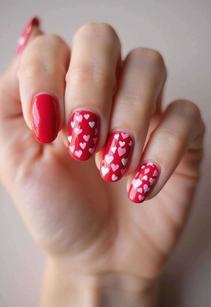 28 Bold Red Nail Ideas for Confident - 7. Red Hearts