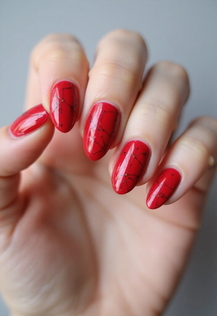 28 Bold Red Nail Ideas for Confident - 9. Geometric Red Nails