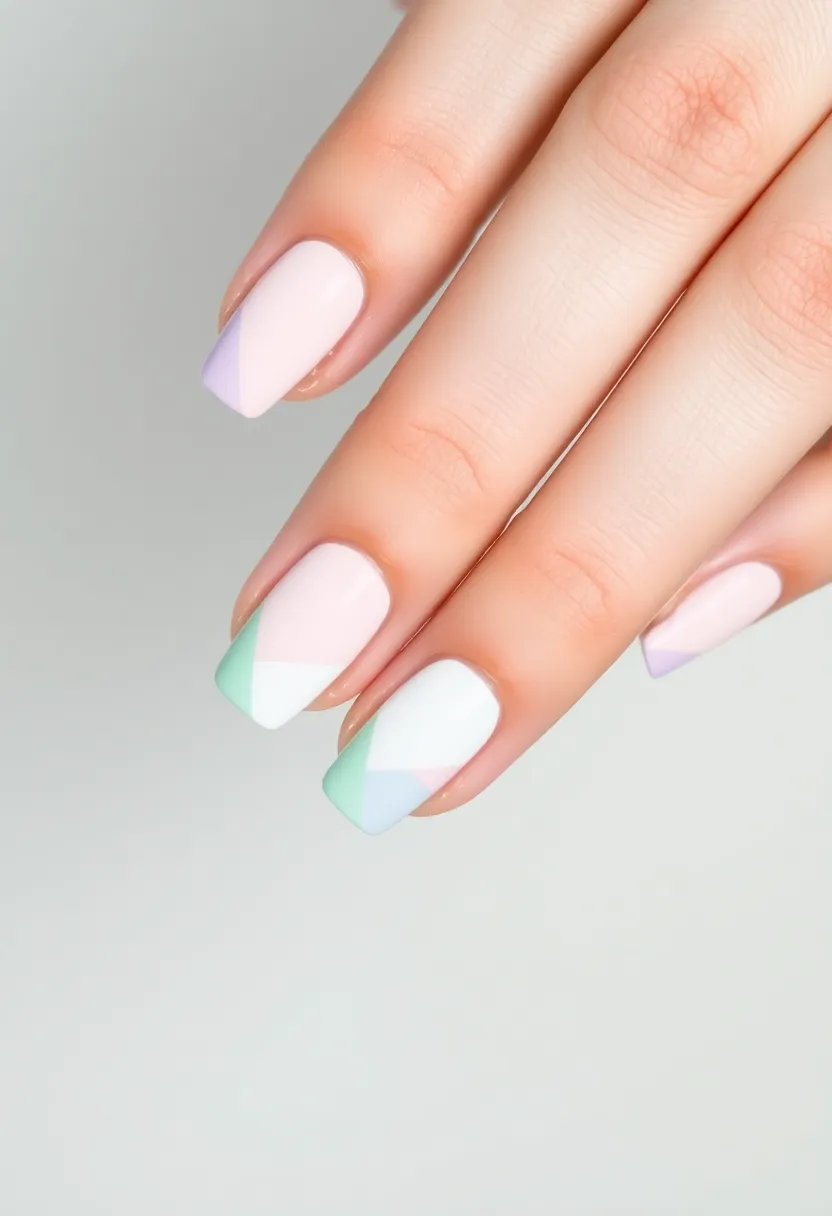 28 Clean White Nail Ideas for Minimalist - 19. Simple Geometric Shapes