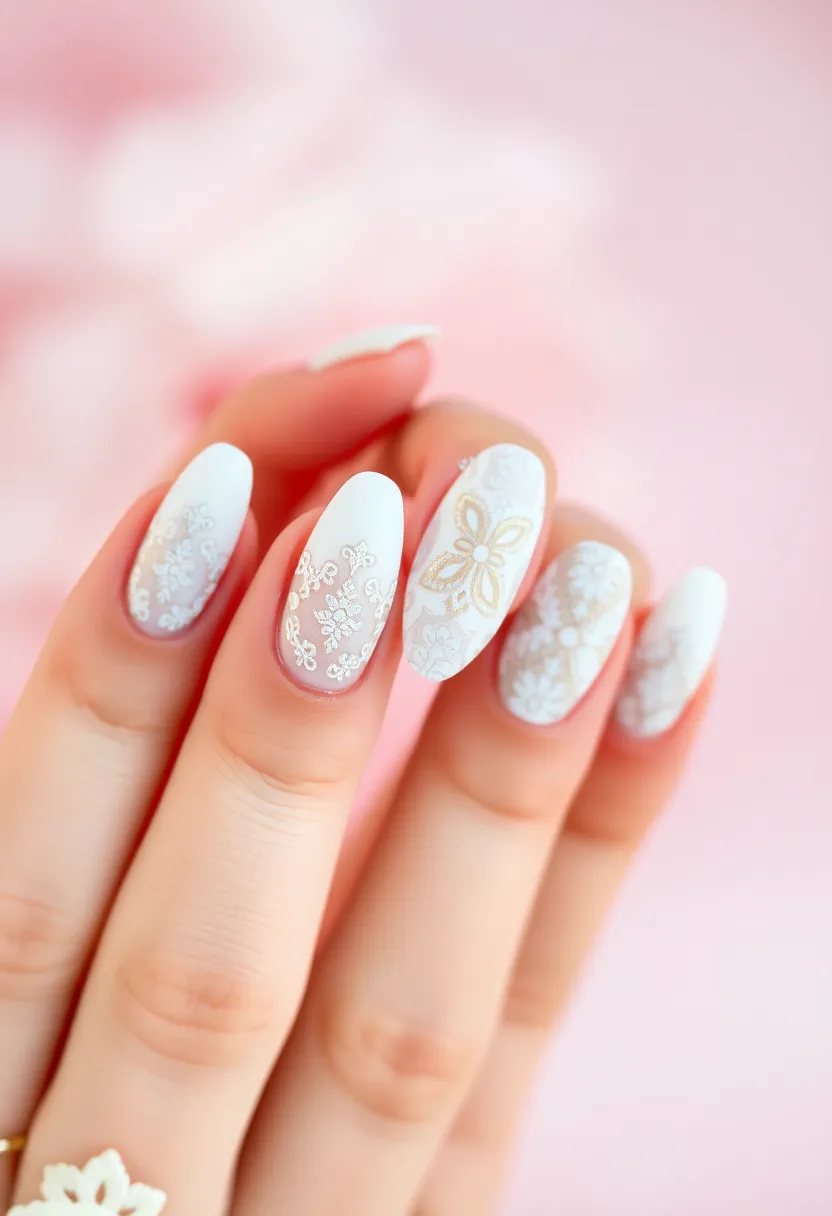 28 Clean White Nail Ideas for Minimalist - 27. Elegant Lace Designs