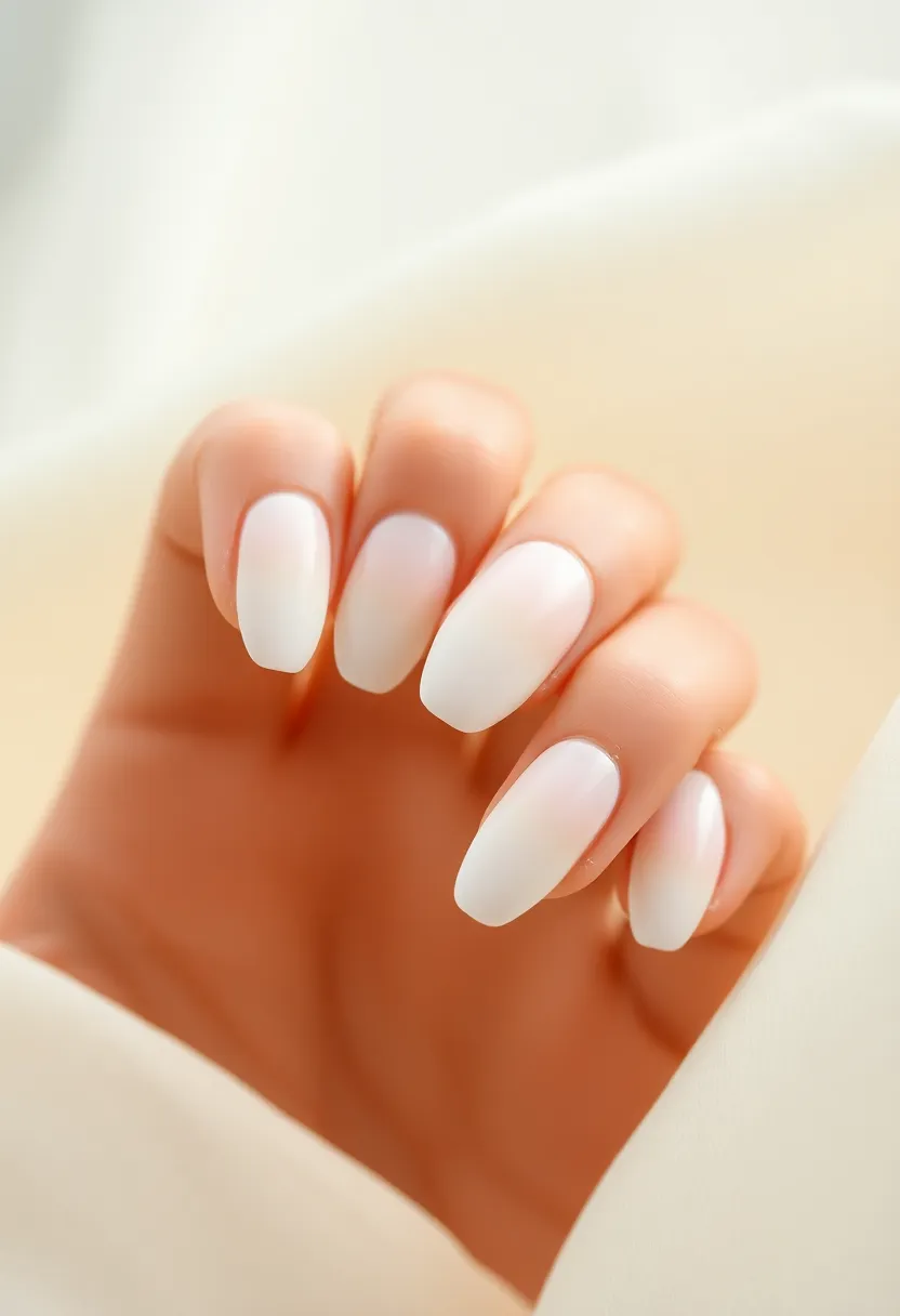 28 Clean White Nail Ideas for Minimalist - 5. White Ombre Effect