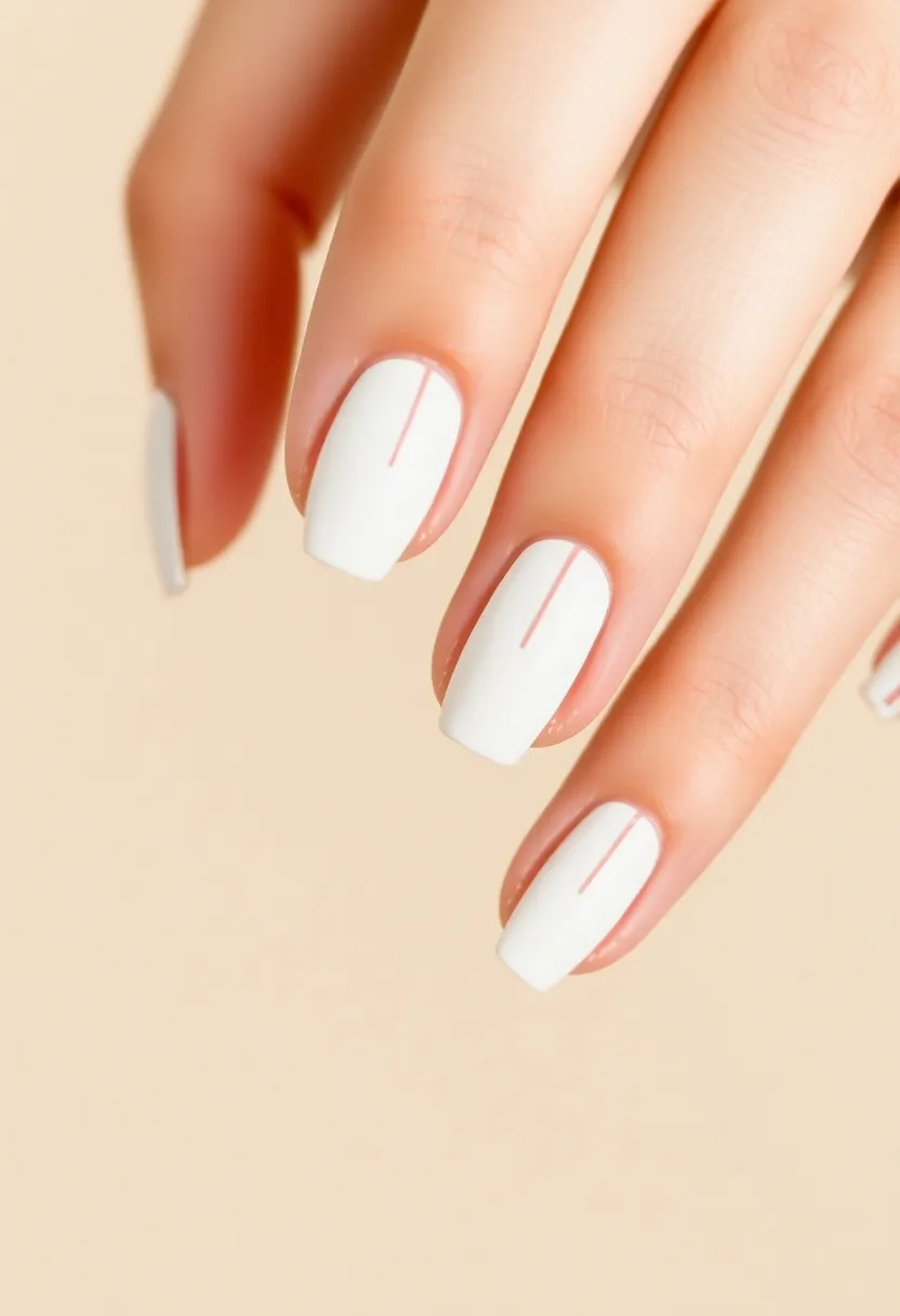 28 Clean White Nail Ideas for Minimalist - 6. Minimalist Lines