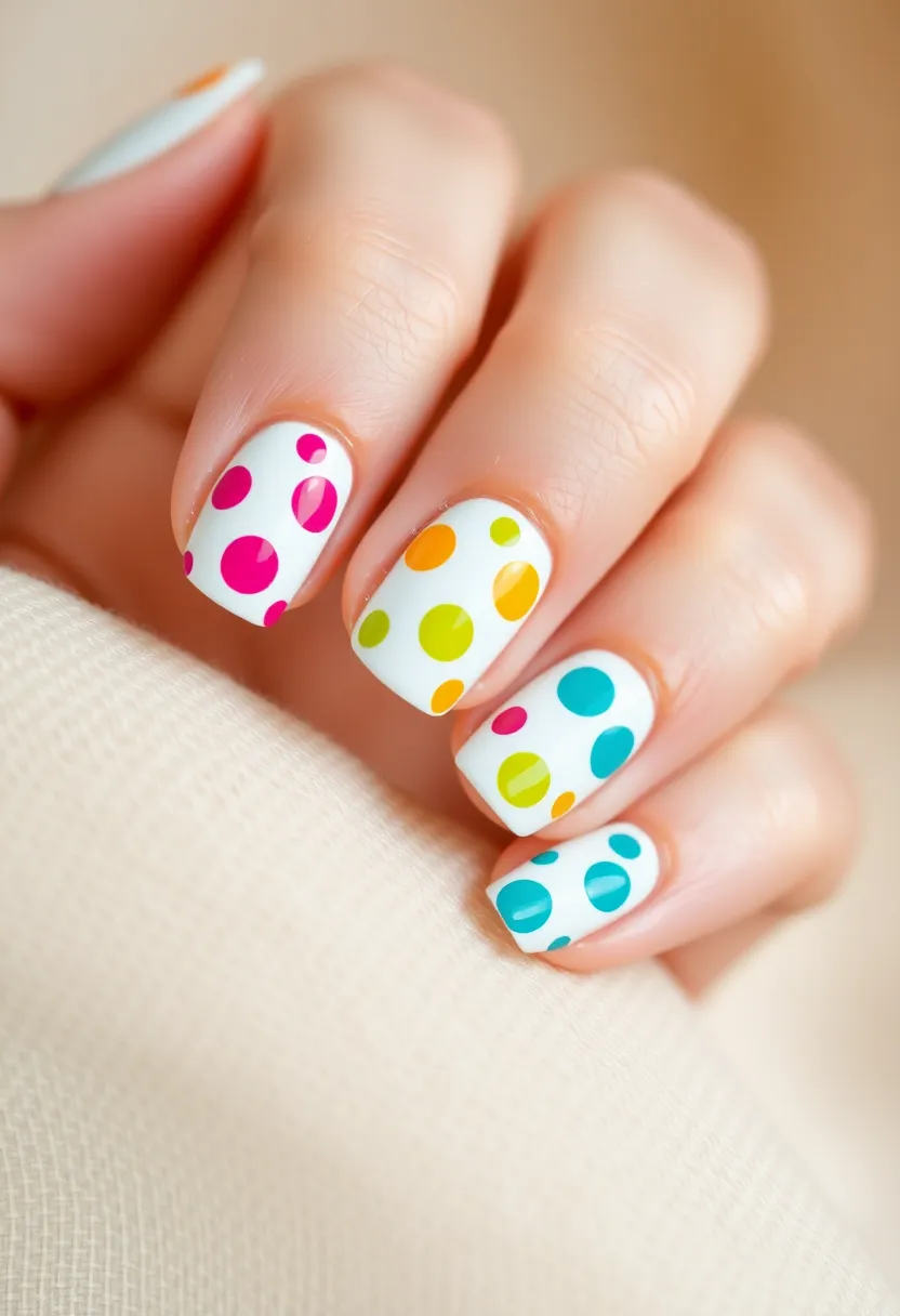 28 Clean White Nail Ideas for Minimalist - 7. Simple Dot Patterns