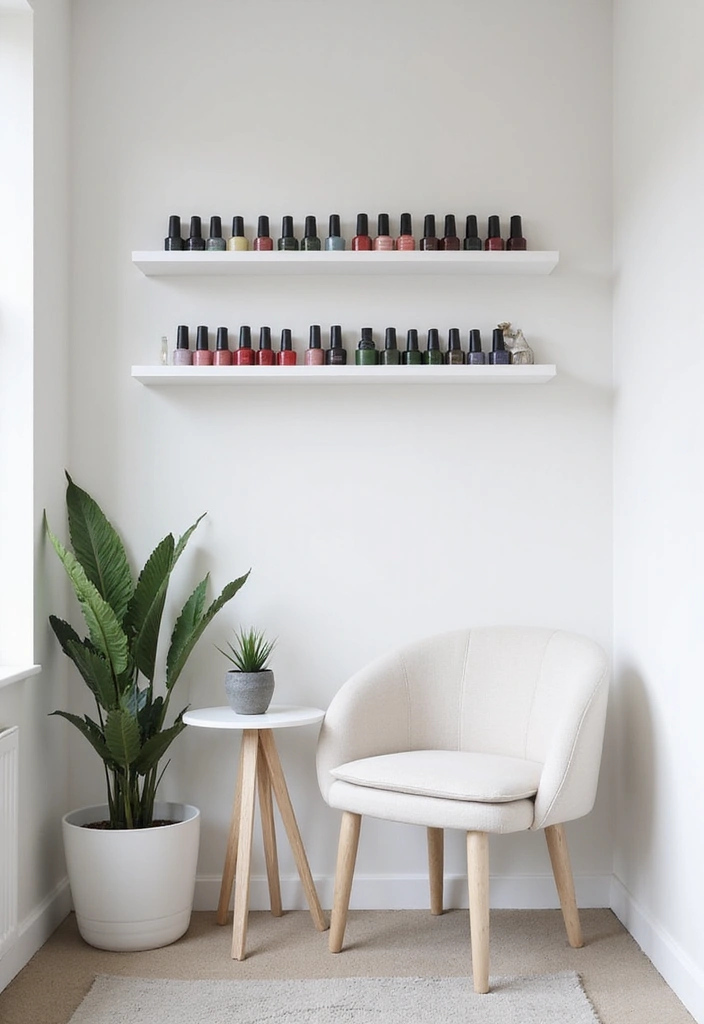 28 Cozy Home Nail Room Ideas for Personal Zen Sanctuaries - 1. Minimalist Nail Art Nook