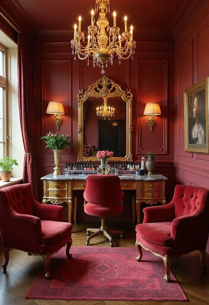 28 Cozy Home Nail Room Ideas for Personal Zen Sanctuaries - 12. Elegant Glam Room
