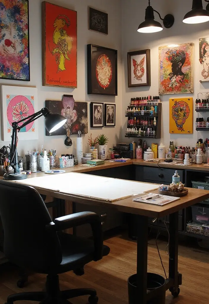 28 Cozy Home Nail Room Ideas for Personal Zen Sanctuaries - 13. Artistic Expression Space